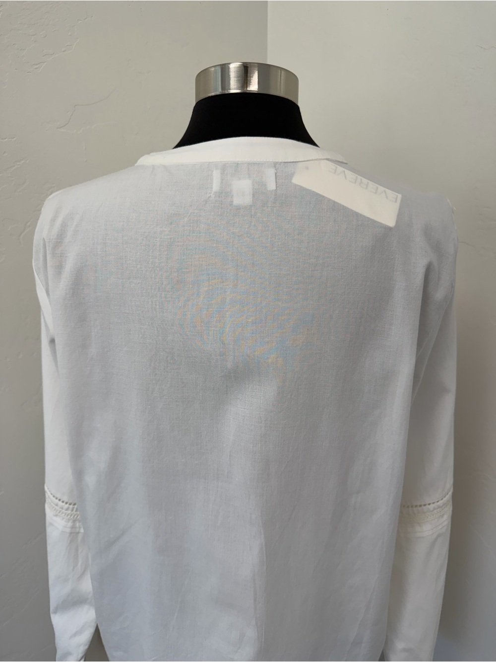 NWT Evereve white Jacqueline lace Inset Eyelet cottagecore Peasant Blouse Size L - Picture 9 of 13